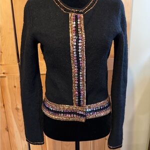 Black Beaded Jacket with Multicolor Accents